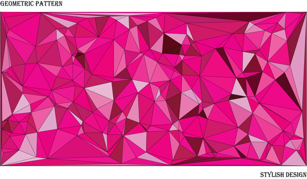 Abstract geometric background with triangular polygons in shades of pink and magenta, modern low poly design