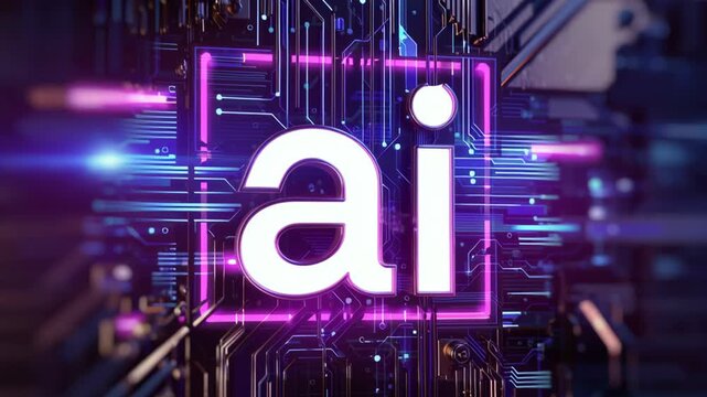 AI sign on a blue digital background. Artificial intelligence modern technologies concept. Technology, Internet and network. Chat with AI. Smart assistant, Chatbot, ChatGPT. Data Abstract Backdrop.
