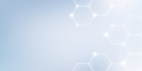 Abstract medical background with modern glowing hexagon network connection pattern. Creative idea for designs in medical, technology, or science fields. vector ilustration. © Moh