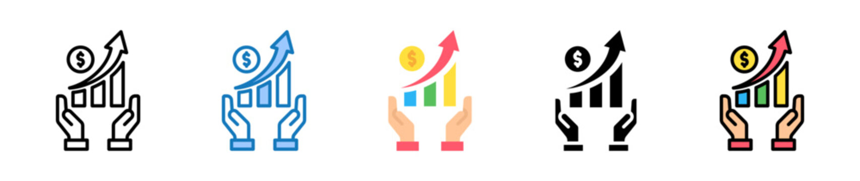 Profit Chart multiple style icons set design vector illustration. 