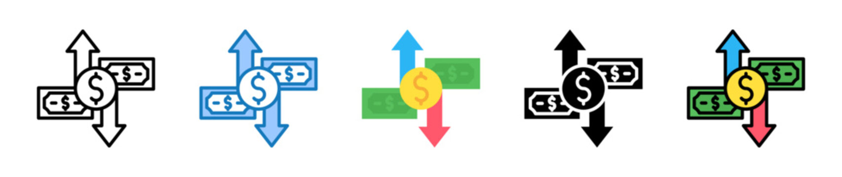 Cash Flow multiple style icons set design vector illustration. 