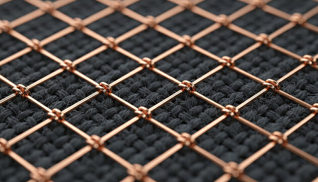 RFID shielding Faraday fabric texture with conductive copper wire grid