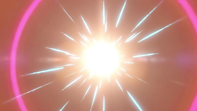 Concentric circles expanding continuously from the center on a plain orange background, transitioning colors Videos