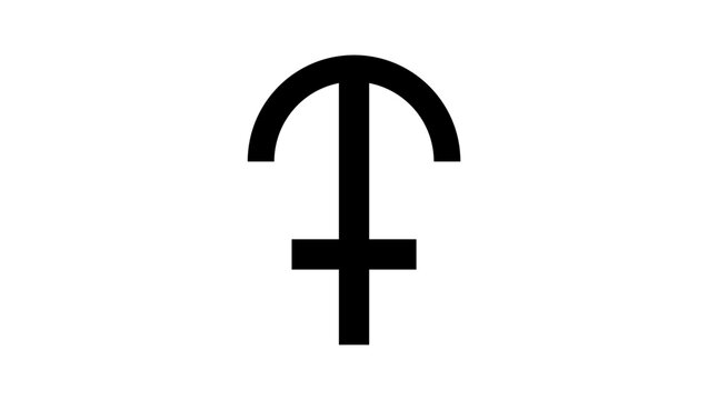 Chronos Greek Mythology symbol, black isolated vector silhouette