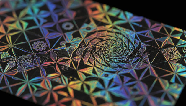 High security hologram foil texture with iridescent rainbow laser diffraction