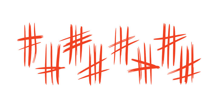 Doodle Tally Mark Count Icon in Hand Drawn Sketch Style for Counting, Score Tracking, Voting, Statistics and Educational Vector Illustration