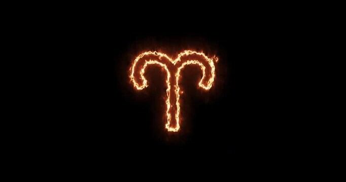 Seamless looped animation of the Aries zodiac sign symbol moving in cosmic space. This looping video background is ideal for astrology horoscopes and mystical content.