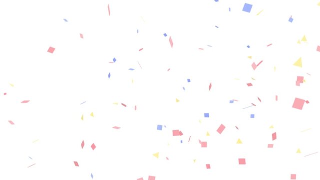 Colorful confetti falling and swirling against a white background party decoration streamer event