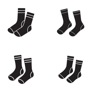 Four pairs of black socks with white stripes on a white background  footwear collection