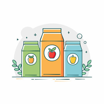 Three Juice Cartons with Fruit Icons