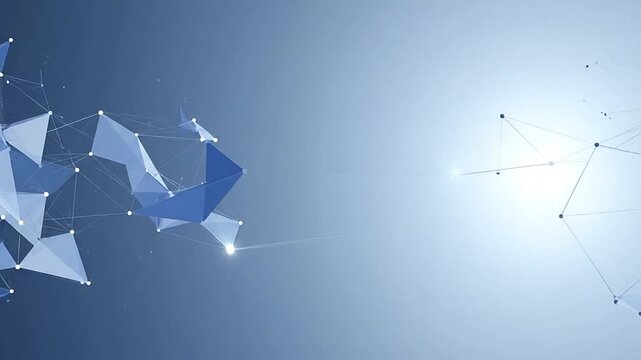 Abstract blue geometric network structure on a soft gradient background