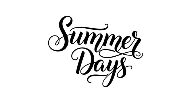 Summer days script lettering with swashes on white background