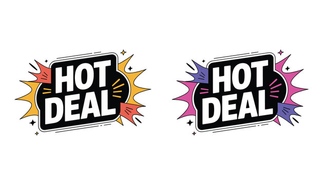 Hot deal vector graphics dynamic sale badges for marketing and promotional designs