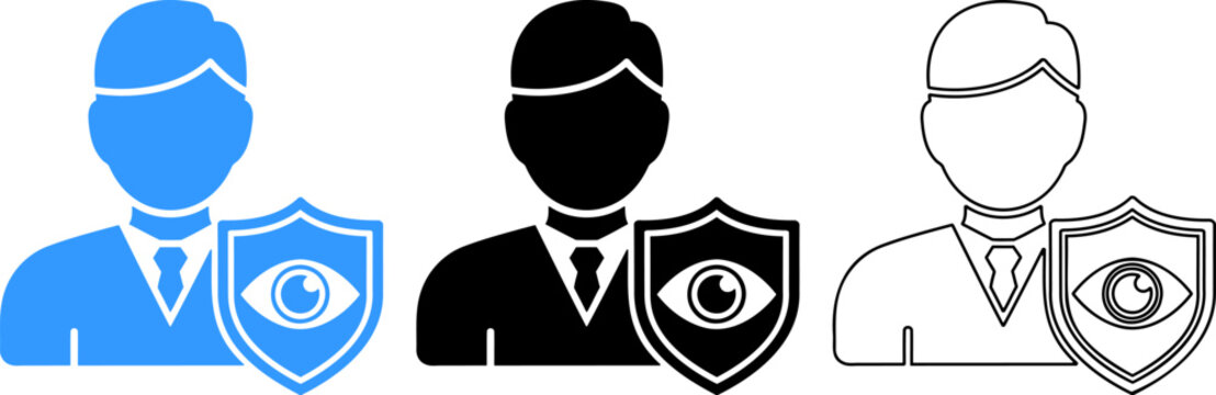 Data privacy officer vector icons for corporate security website banner and identity protection app interface