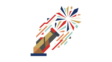 Obraz premium Abstract geometric fireworks exploding from cannon.