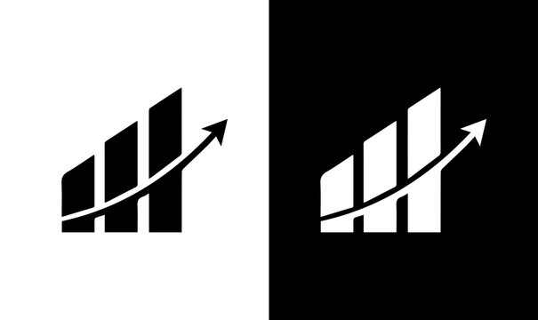 Financial growth bar chart with arrow up logo design vector template