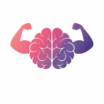 Strong Brain Icon with Flexing Biceps