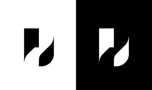 Minimalist geometric letter L with leaf abstract logo design vector template