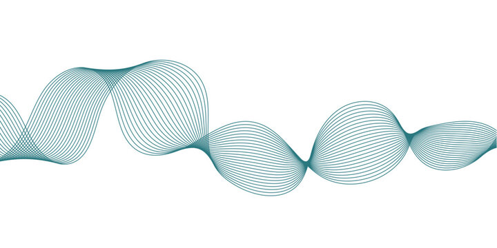 Abstract blue wave ribbon gradient mesh, smooth flowing sinusoidal curve vector, modern fluid motion design, digital oscillation background illustration