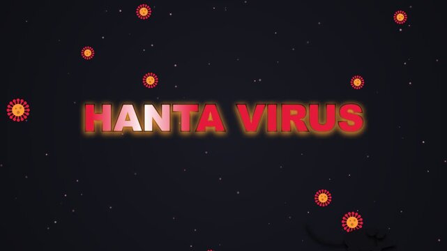 Hantavirus pulmonary syndrome virus cells floating in a dark microscopic environment