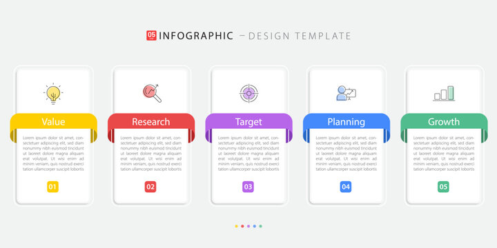 Business infographic template. 5 Step timeline journey. Process diagram, 5 options on white background, Infograph elements vector illustration.