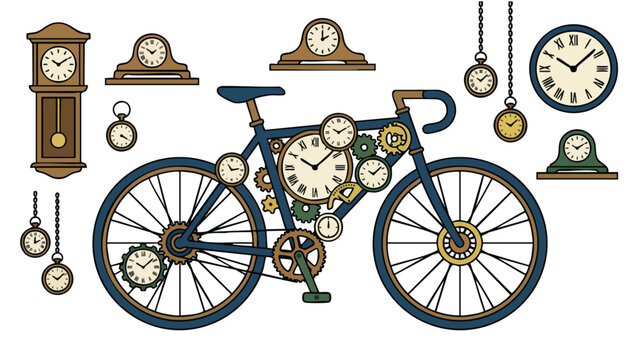 Steampunk Bicycle with Clocks & Gears - Vintage Industrial Design Elements