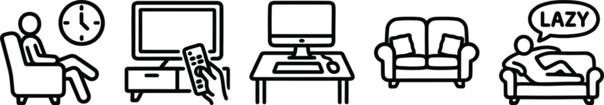 Set of home leisure and relaxation activity line icons
