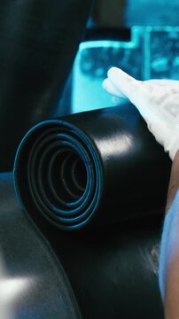 Industrial cylinder production of rubber sheet