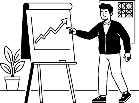 Businessman presenting growth chart on flipboard
