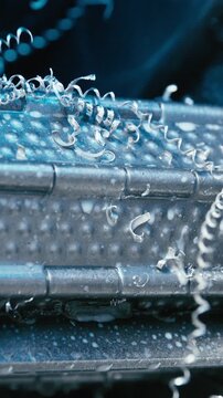 Scrap from milling machine close-up