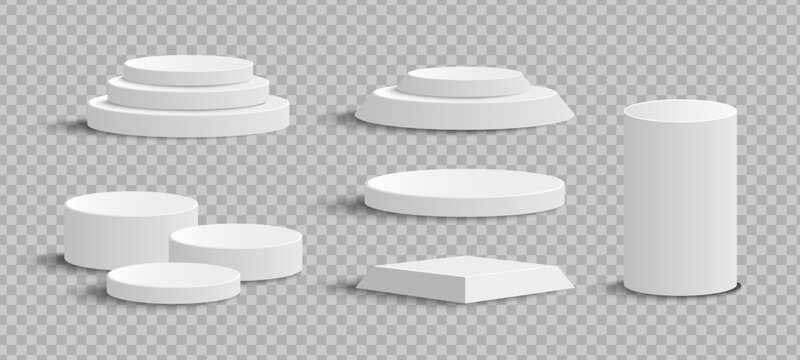 Winner podium. 3d podium, pedestal or platform on transparent background. Vector illustration