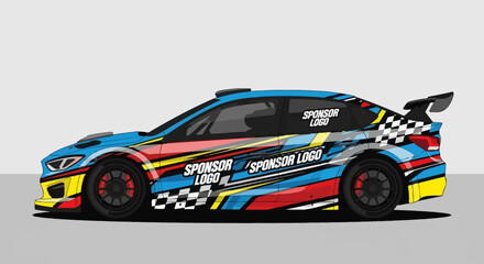 Obraz premium Racing Car Decal Wrap Design Template