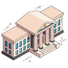 Fototapeta premium Isometric illustration of a neoclassical building with columns and windows