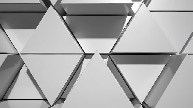 Abstract Geometric Pattern of Triangles and Shadows in Monochrome.