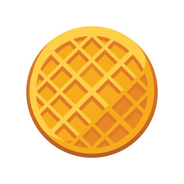 Golden brown round waffle with a grid pattern isolated on transparent background for breakfast treats