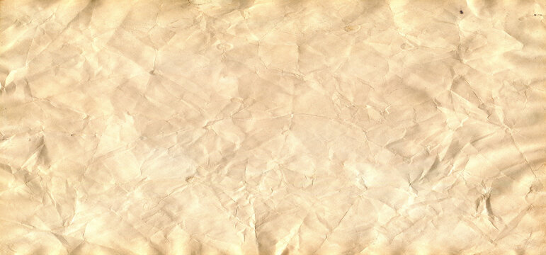 Highly Crinkled Antique Parchment Paper Texture for Vintage Treasure Map and Historical Background