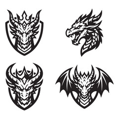 Fototapeta premium Aggressive Dragon Mascot Icons for Esports