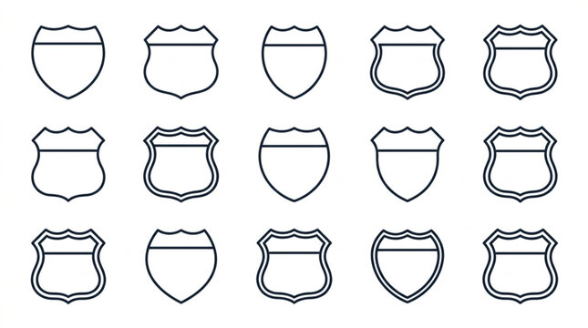 Collection of Blank Road Signs Shields Vector Illustration.