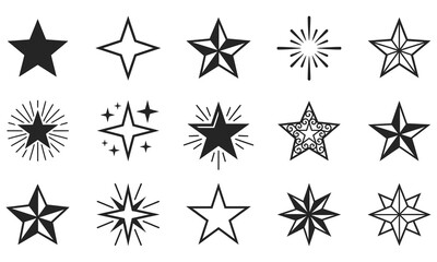 Obraz premium Black and white snowflake vector icons set isolated on transparent background line art style