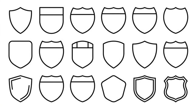 Collection of Shield and Interstate Highway Signs Outline Icons.