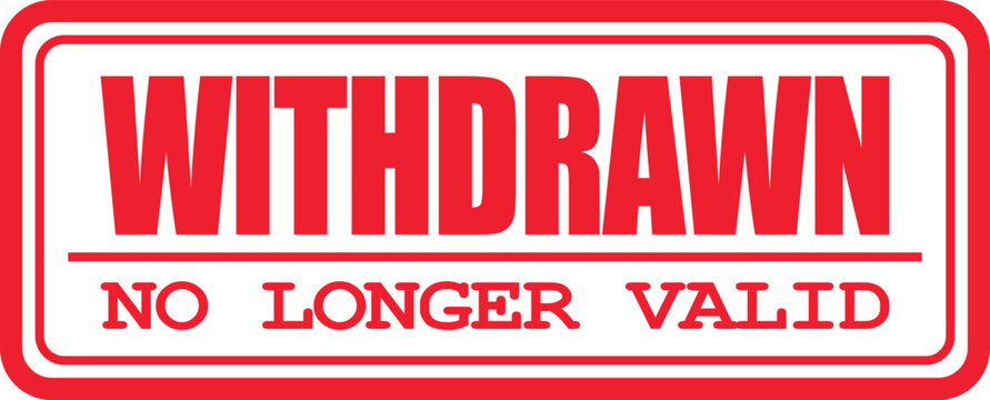 Official red rubber stamp mark indicating that an item, document, or status has been withdrawn and is no longer valid or in effect for administrative purposes