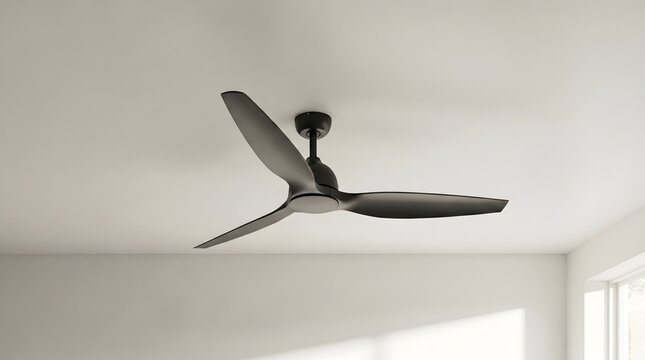 Modern black ceiling fan with three blades