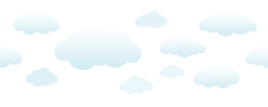 Seamless pattern with white clouds on a, vector illustration for wallpaper, fabric, or wrapping paper