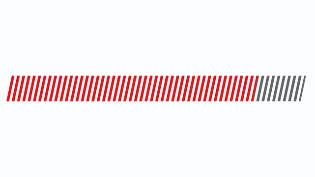 Red and gray striped progress bar on white background