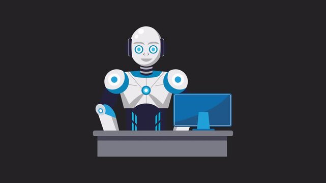 Ai assistant creating reports  2D Animation on Transparent Background