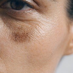 Fototapeta premium Female Under Eye Dark Circles and Fine Lines Macro Close Up