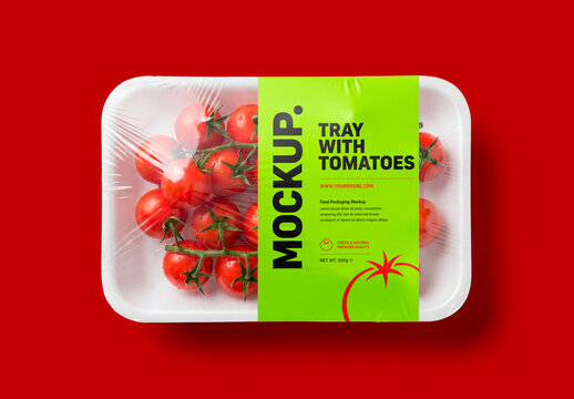 Tomato tray packaging mockup
