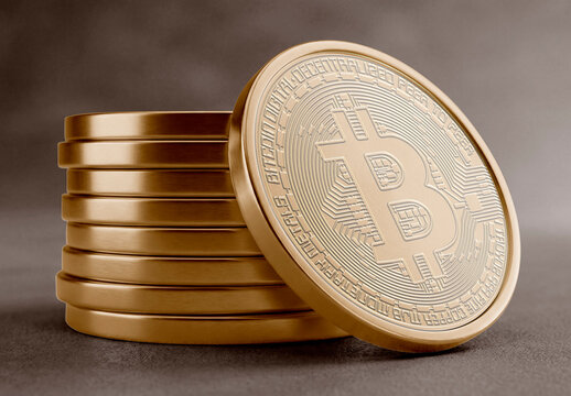 Stacked gold coin token mockup