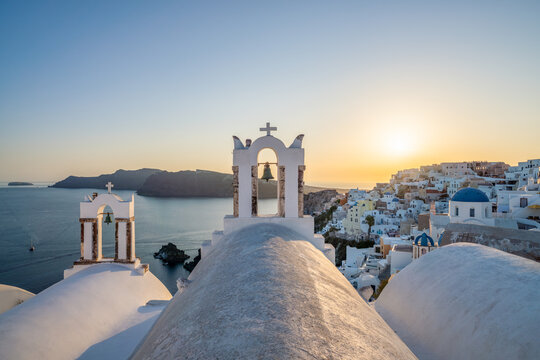 Sunset view in Oia, Santorini, Greece