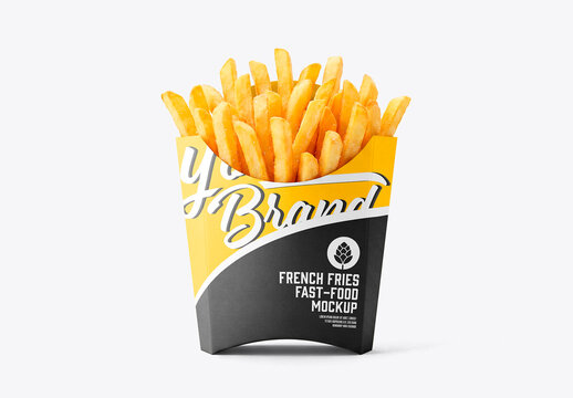 French fries carton mockup isolated